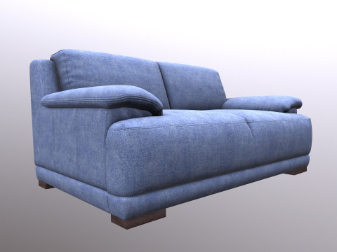 Leather Sofa 2 seater 3D Model