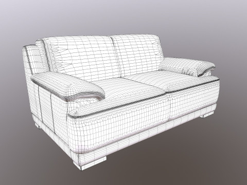 Leather Sofa 2 seater 3D Model