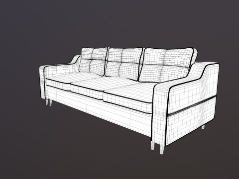 Leather Sofa 3 Seater 3D Model