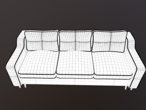 Leather Sofa 3 Seater 3D Model