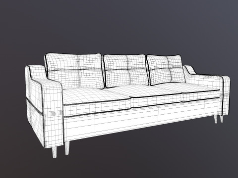 Leather Sofa 3 Seater 3D Model