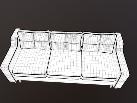 Leather Sofa 3 Seater 3D Model