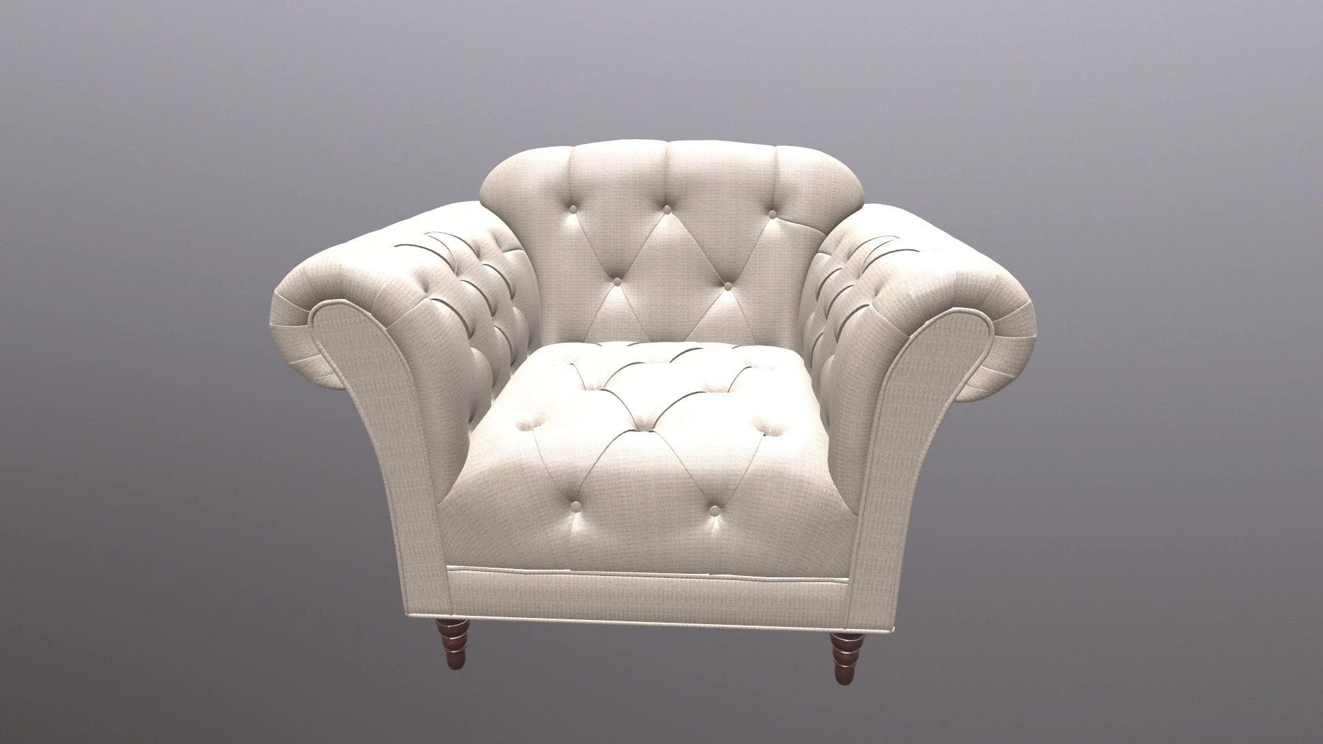 Chesterfield Armchair Sofa 3D Model .c4d .max .obj .3ds .fbx .stl .blend