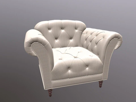 Chesterfield Armchair Sofa 3D Model