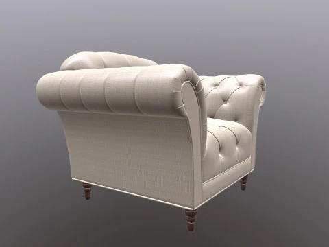 Chesterfield Armchair Sofa 3D Model