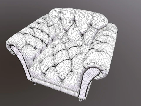 Chesterfield Armchair Sofa 3D Model