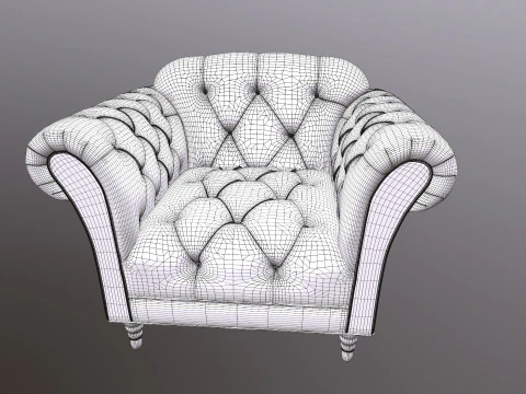 Chesterfield Armchair Sofa 3D Model