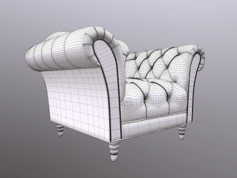 Chesterfield Armchair Sofa 3D Model