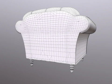 Chesterfield Armchair Sofa 3D Model