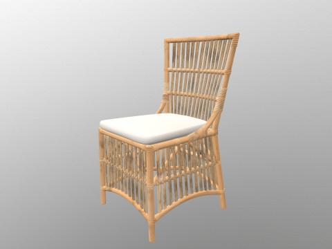 Esszimmerstuhl aus Bambus-Rattan 3D Modell