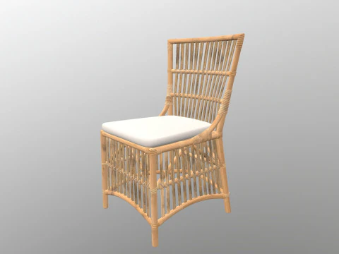 대나무 등나무 식당 의자 3D 모델