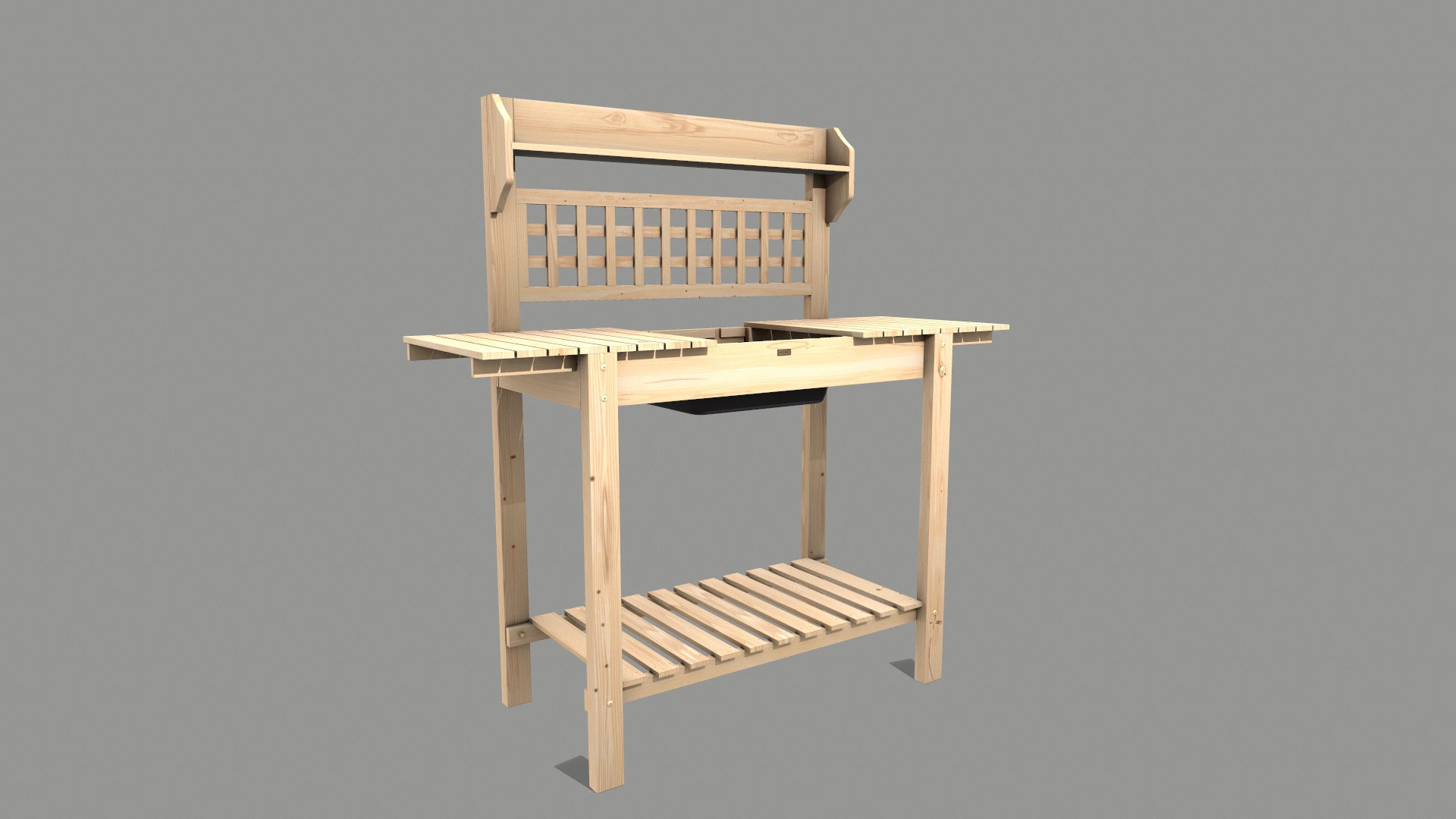 Garden Potting Bench 3D Model .c4d .max .obj .3ds .fbx .stl .blend
