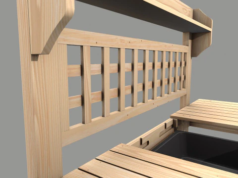 Garden Potting Bench 3D Model