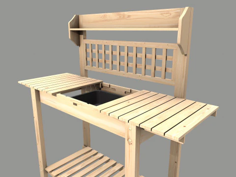 Garden Potting Bench 3D Model