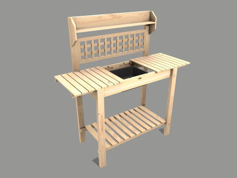 Garden Potting Bench 3D Model