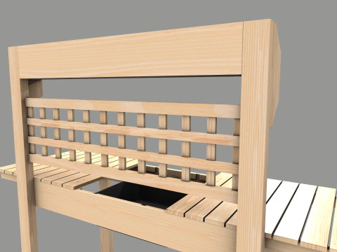 Garden Potting Bench 3D Model