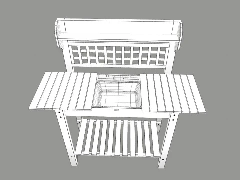 Garden Potting Bench 3D Model