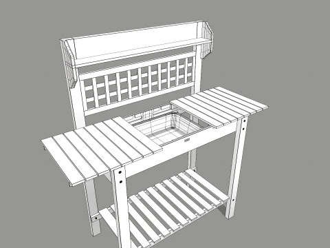 Garden Potting Bench 3D Model