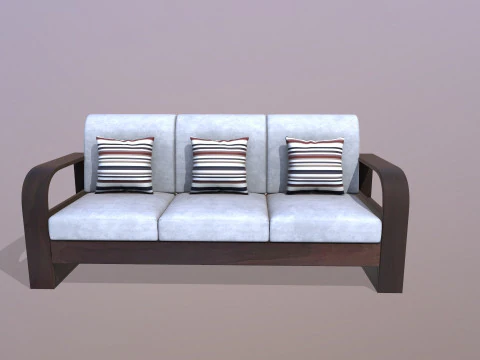 木製ソファ 3人掛け 3Dモデル