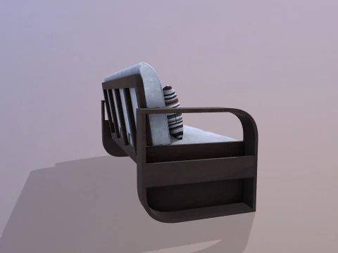 Wooden Sofa 3 Seater 3D Model