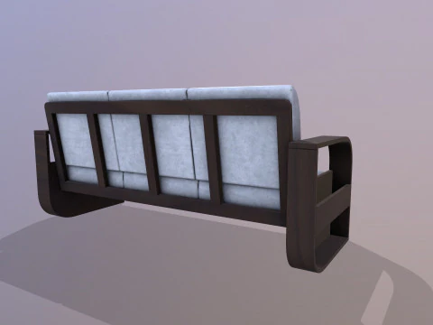 Wooden Sofa 3 Seater 3D Model