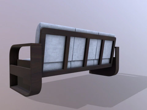 Wooden Sofa 3 Seater 3D Model