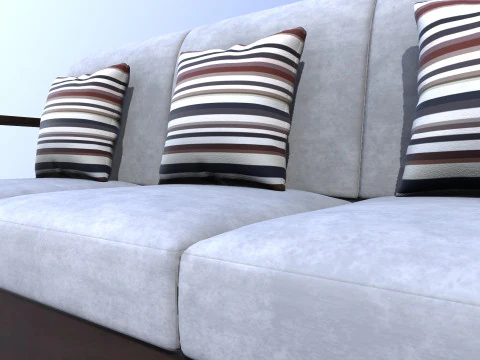 Wooden Sofa 3 Seater 3D Model