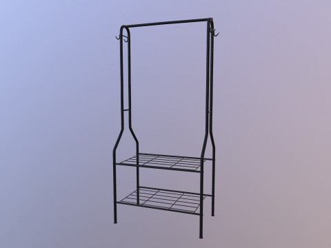 Вішалка для одягу з полицею для зберігання взуття 3D Модель