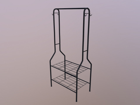 Clothes Rail with Shoe Rack Storage 3D Model