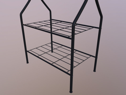 Clothes Rail with Shoe Rack Storage 3D Model