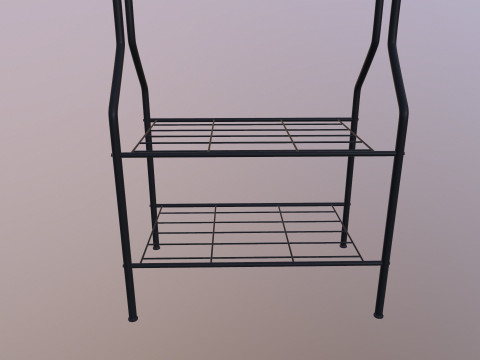 Clothes Rail with Shoe Rack Storage 3D Model