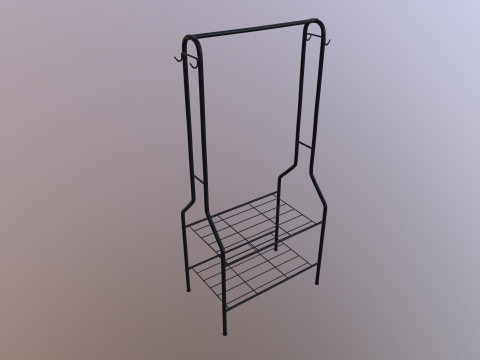 Clothes Rail with Shoe Rack Storage 3D Model