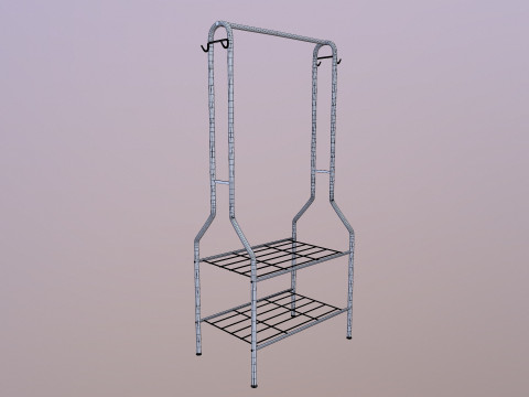 Clothes Rail with Shoe Rack Storage 3D Model
