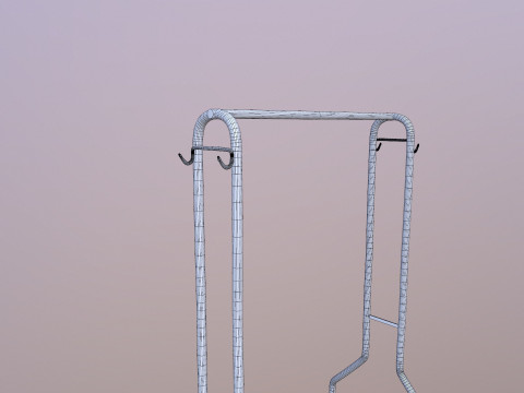 Clothes Rail with Shoe Rack Storage 3D Model