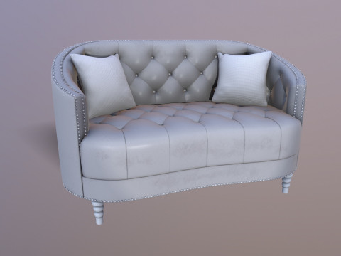 Сучасний двомісний диван Честерфілд із сірої тканини 3D Модель