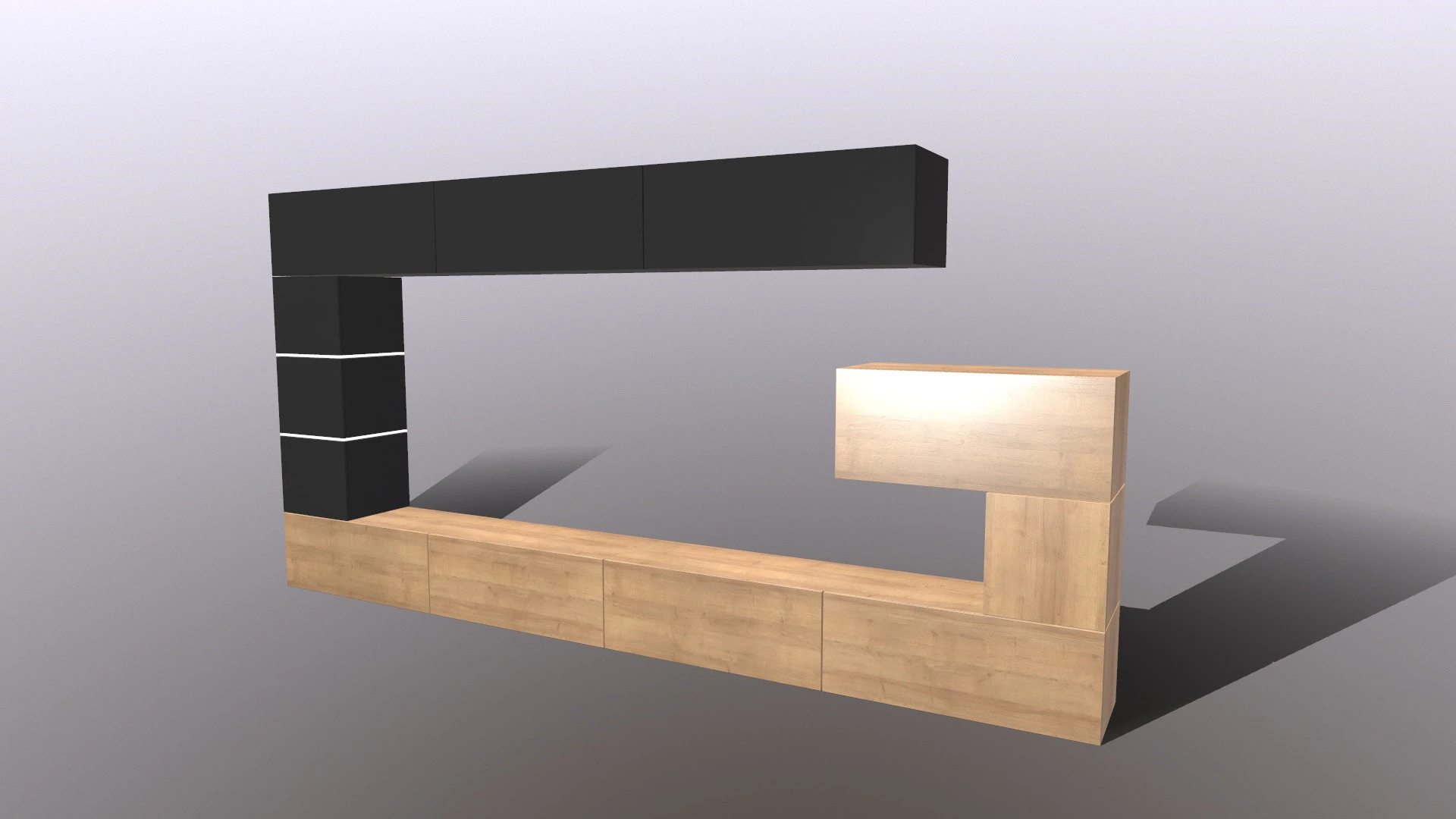 TV Unit 3D Model .c4d .max .obj .3ds .fbx .stl .blend 