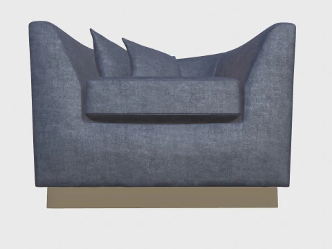 Угольно-серый диван 3D Модель