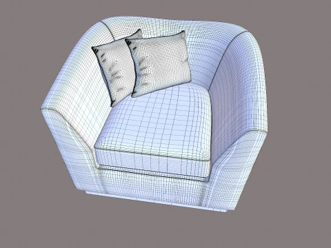 Угольно-серый диван 3D Модель