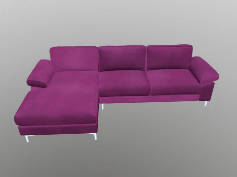 Divano di lusso in velluto a 5 posti a forma di L Modello 3D
