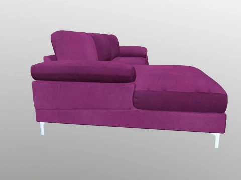 L Shape 5 Seater Velvet Luxury Sofa 3D Model