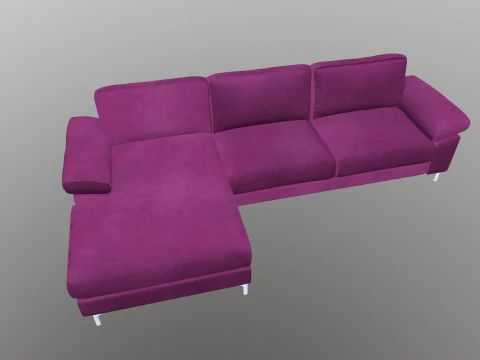L Shape 5 Seater Velvet Luxury Sofa 3D Model