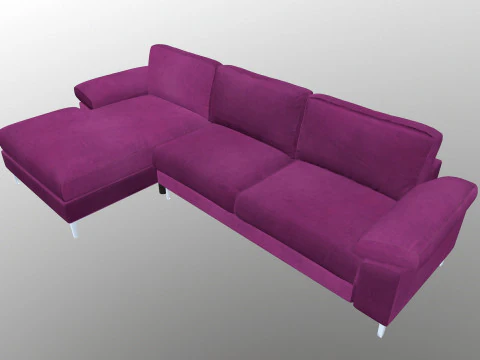 L Shape 5 Seater Velvet Luxury Sofa 3D Model