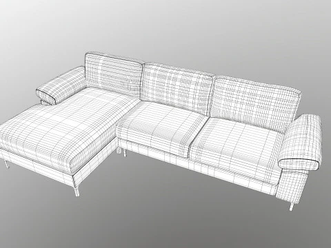 L Shape 5 Seater Velvet Luxury Sofa 3D Model