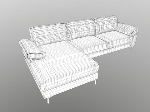 L Shape 5 Seater Velvet Luxury Sofa 3D Model