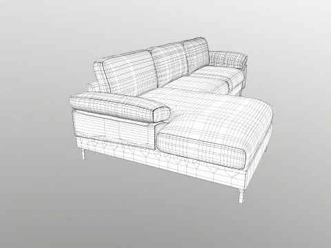 L Shape 5 Seater Velvet Luxury Sofa 3D Model