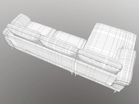 L Shape 5 Seater Velvet Luxury Sofa 3D Model