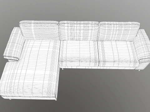 L Shape 5 Seater Velvet Luxury Sofa 3D Model