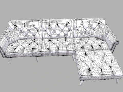 Sleeper Sofa 4-Seater Loveseat 3D Model