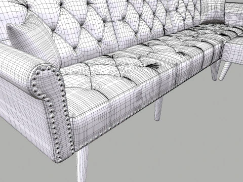 Sleeper Sofa 4-Seater Loveseat 3D Model