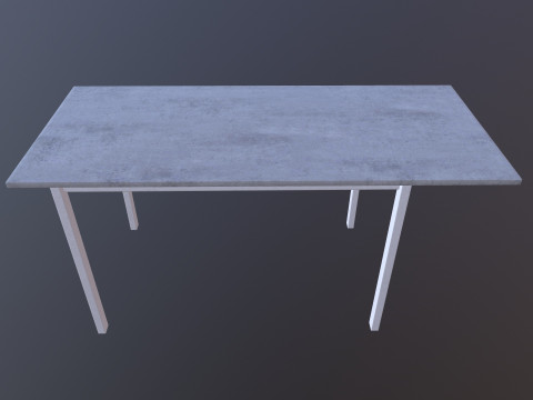 Meja Kayu Abu-abu Model 3D